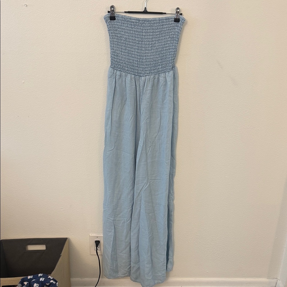Vince Camuto Women's Light Blue Strapless Jumpsuit